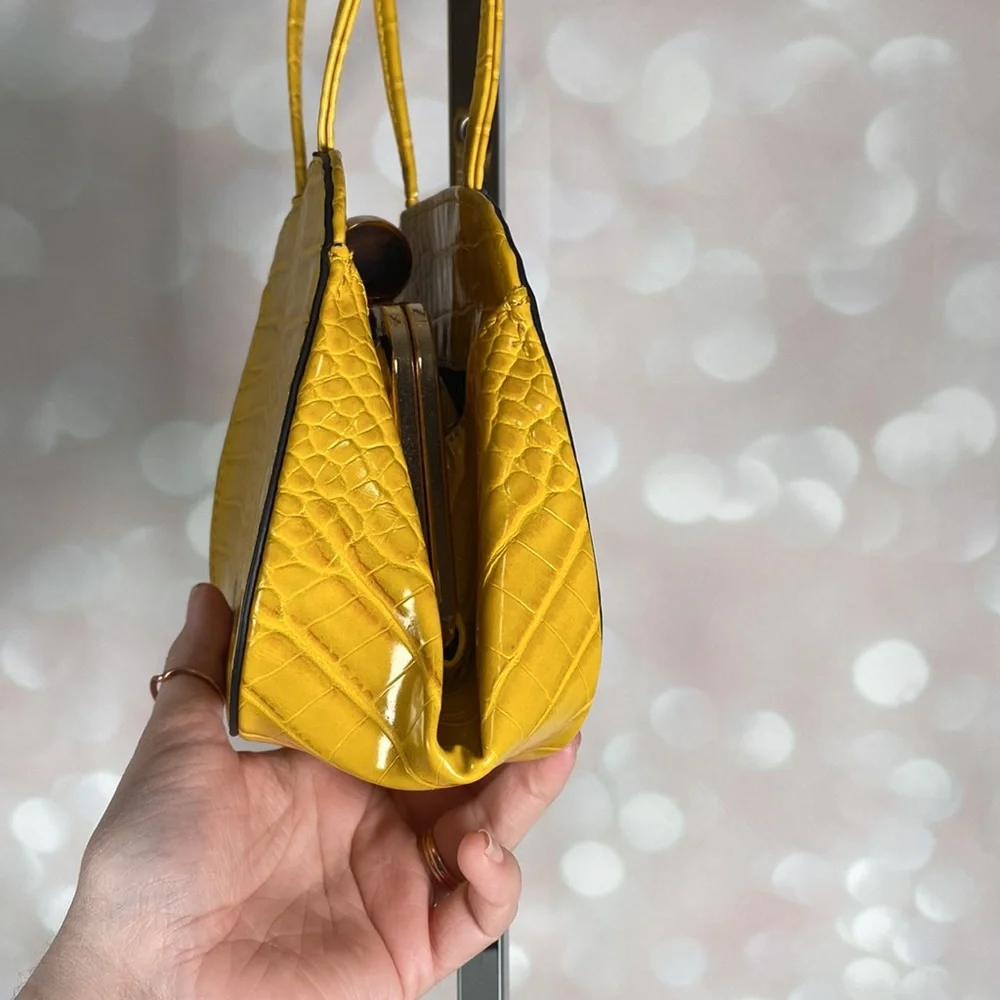 Yellow Faux Leather Handbag - Picture 2 of 9
